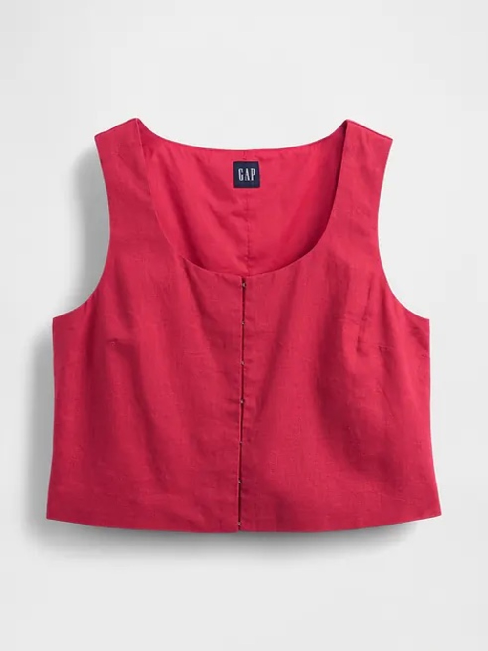GAP Linen-Blend Hook-Front Crop Shell Top Medium